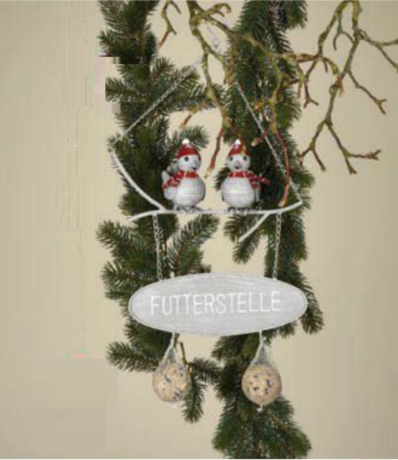 Futterstelle Zweig mit zwei Vögeln